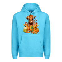 Ocean Blue Fall Autumn heifer pumpkin Premium Hoodie - RanaPortraitStore