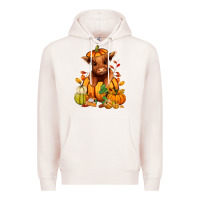 Pale Pink Fall Autumn heifer pumpkin Premium Hoodie - RanaPortraitStore