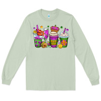 Matcha mardi gras coffee cups Long Sleeve Tee - OliviaCreatesArt