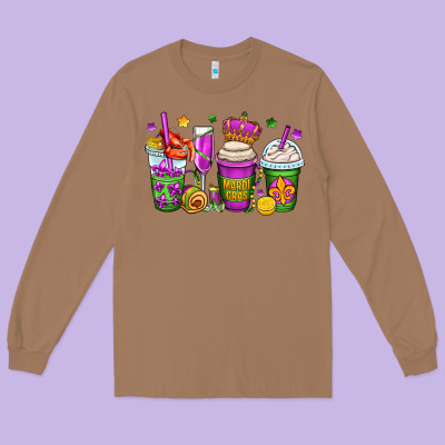 Mardi Gras Coffee Cups Long Sleeve Tee Designed By Oliviacreatesart