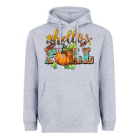 Heather Grey hello fall pumpkin Heavyweight Hoodie - BarkalooDesign