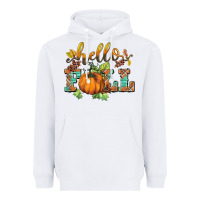 White hello fall pumpkin Heavyweight Hoodie - BarkalooDesign