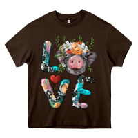Chocolate Brown pig love Heavy Core Tee - BarkalooDesign