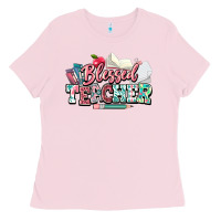 Bubblegum Pink blessed teacher school Ladies Tee - NancyCooperArtShop