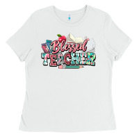 White blessed teacher school Ladies Tee - NancyCooperArtShop