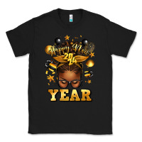 Black happy new year afro messy bun Classic Tee - texasbilliewilder