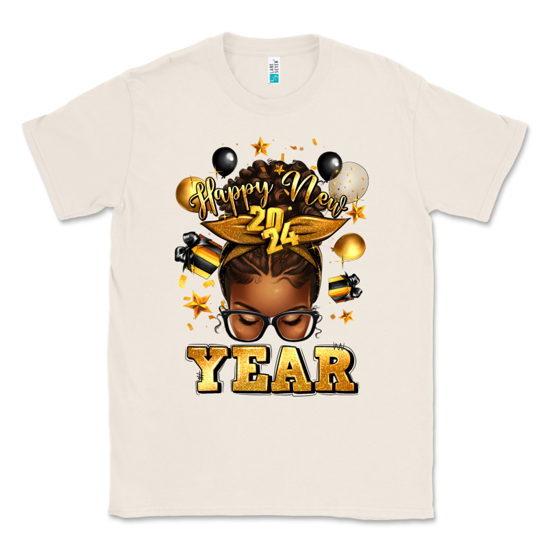 Happy New Year Afro Messy Bun Classic Tee by texasbilliewilder | Teevron