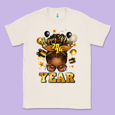 Happy New Year Afro Messy Bun Classic Tee Designed By Texasbilliewilder