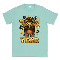 Seafoam happy new year afro messy bun Classic Tee - texasbilliewilder
