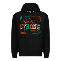 Black She is strong proverbs 31:25 Premium Hoodie - LillyAllenDesigns
