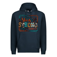 Navy She is strong proverbs 31:25 Premium Hoodie - LillyAllenDesigns