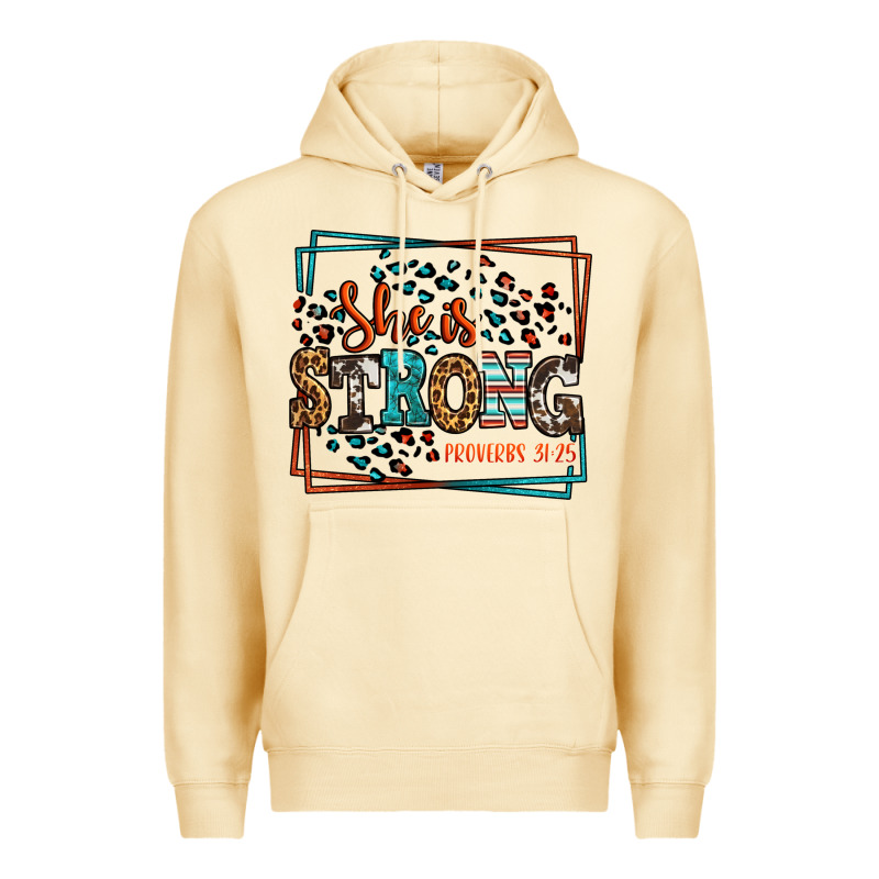 She Is Strong Proverbs 31:25 Premium Hoodie by LillyAllenDesigns | Teevron