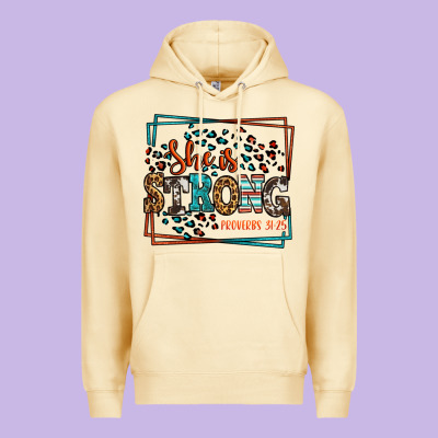 She Is Strong Proverbs 31:25 Premium Hoodie Designed By Lillyallendesigns
