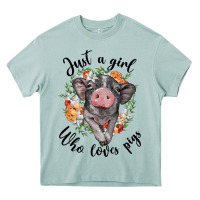 Arona just a girl who loves pigs floral wreath Heavy Core Tee - BarkalooDesign