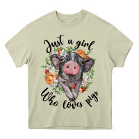 Mossy just a girl who loves pigs floral wreath Heavy Core Tee - BarkalooDesign