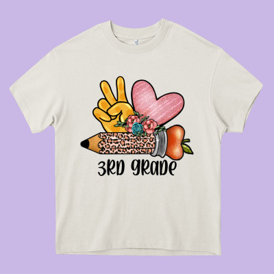 Peace Love 3rd Grade Heavy Core Tee Designed By Jahusdesignshop