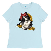 Baby Blue border collie with bandanna Ladies Tee - texasbilliewilder
