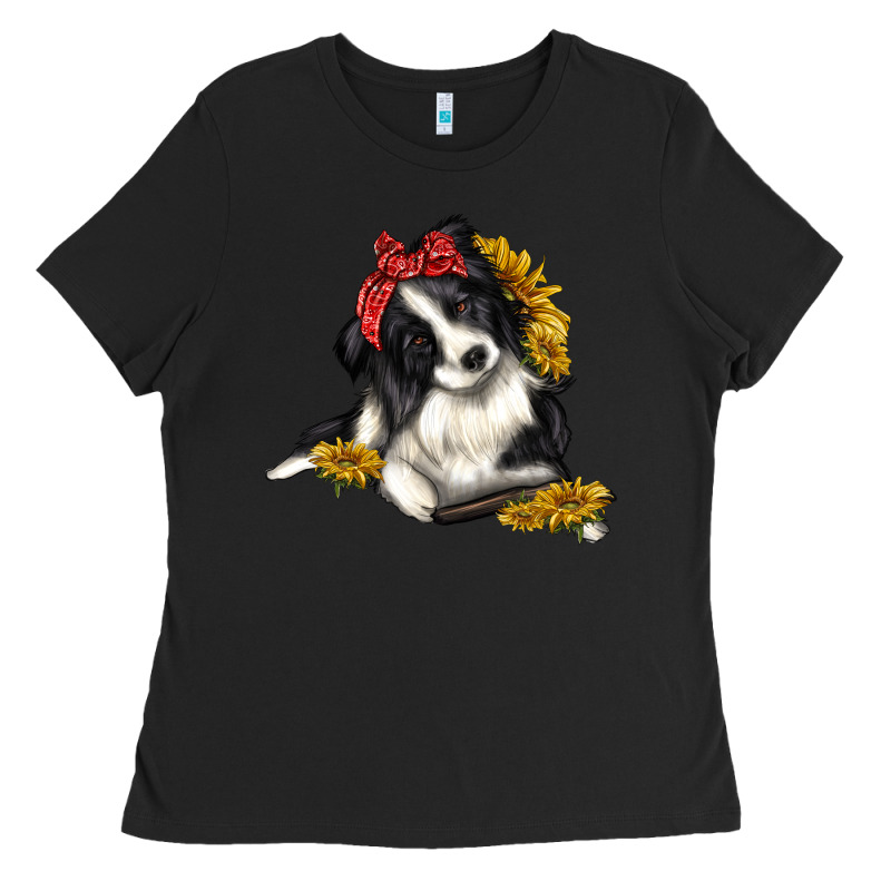 Border Collie With Bandanna Ladies Tee by texasbilliewilder | Teevron
