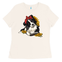Bone border collie with bandanna Ladies Tee - texasbilliewilder
