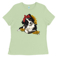 Matcha border collie with bandanna Ladies Tee - texasbilliewilder