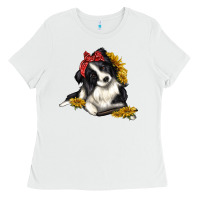 White border collie with bandanna Ladies Tee - texasbilliewilder