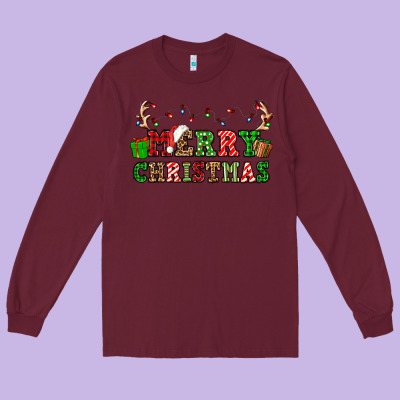 Merry Christmas Long Sleeve Tee Designed By Oliviacreatesart