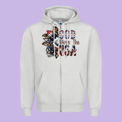 God Bless The Usa Zipper Hoodie Designed By Sublimationcraftshop