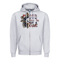 Heather Grey god bless the usa Zipper Hoodie - SublimationCraftShop