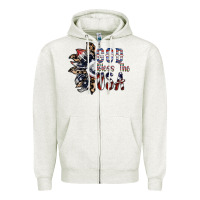 Oatmeal Heather god bless the usa Zipper Hoodie - SublimationCraftShop