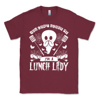 Burgundy lunch lady halloween ghost cafeteria worker all hallows' eve t shirt Classic Tee - trangStudio