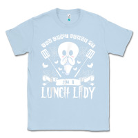 Dusty Blue lunch lady halloween ghost cafeteria worker all hallows' eve t shirt Classic Tee - trangStudio