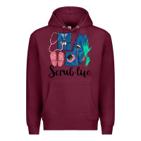 Burgundy Scrub Life Nurse Premium Hoodie - LillyAllenDesigns