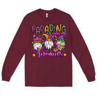 Burgundy parading with my gnomies Long Sleeve Tee - OliviaCreatesArt