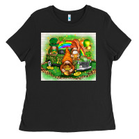 Black st patricks day gnomies with truck Ladies Tee - NancyCooperArtShop