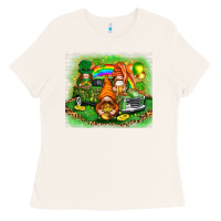Bone st patricks day gnomies with truck Ladies Tee - NancyCooperArtShop