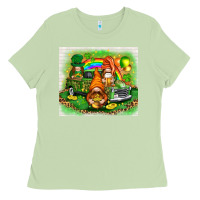 Matcha st patricks day gnomies with truck Ladies Tee - NancyCooperArtShop