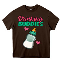 Chocolate Brown drinking buddies baby bottle Heavy Core Tee - Jasminsmagicworld