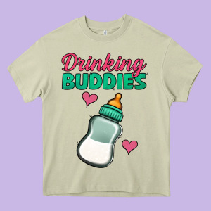 Drinking Buddies Baby Bottle Heavy Core Tee Designed By Jasminsmagicworld