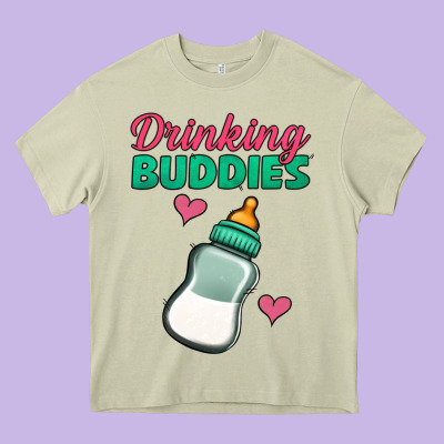 Drinking Buddies Baby Bottle Heavy Core Tee Designed By Jasminsmagicworld