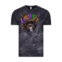 Cloud Black Mardi Gras Havanese Dog with Hat Vintage Tee - RanaPortraitStore