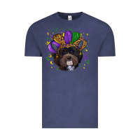 Vintage Denim Mardi Gras Havanese Dog with Hat Vintage Tee - RanaPortraitStore