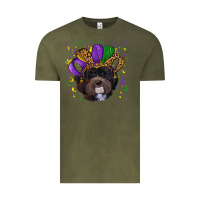 Vintage Olive Mardi Gras Havanese Dog with Hat Vintage Tee - RanaPortraitStore