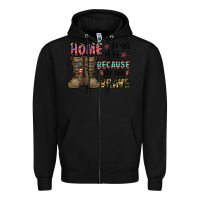 Black home of the free beacause of the brave Zipper Hoodie - CowhideDigitalArt