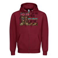 Burgundy home of the free beacause of the brave Zipper Hoodie - CowhideDigitalArt