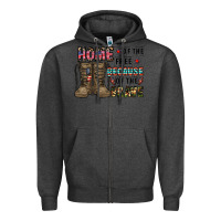 Charcoal Heather home of the free beacause of the brave Zipper Hoodie - CowhideDigitalArt