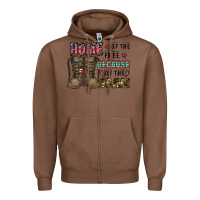 Chestnut home of the free beacause of the brave Zipper Hoodie - CowhideDigitalArt