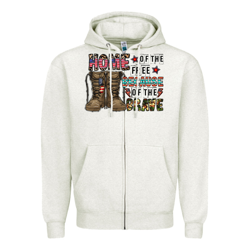 Home Of The Free Beacause Of The Brave Zipper Hoodie by CowhideDigitalArt | Teevron