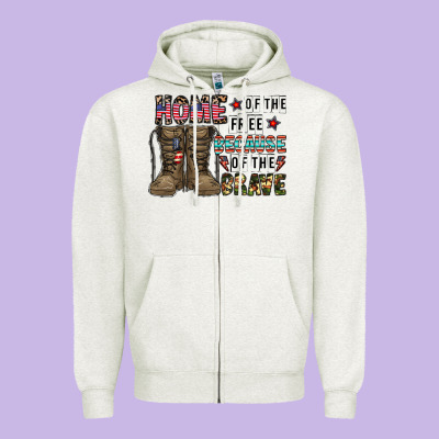 Home Of The Free Beacause Of The Brave Zipper Hoodie Designed By Cowhidedigitalart