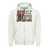 Oatmeal Heather home of the free beacause of the brave Zipper Hoodie - CowhideDigitalArt