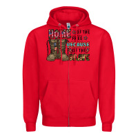 Red home of the free beacause of the brave Zipper Hoodie - CowhideDigitalArt